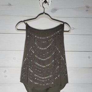 Knox Rose Studded Embellished Top Olive Green BOHO Western.